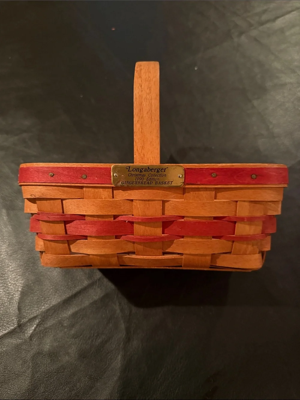 Longaberger Red and Natural Gingerbread Woven Basket